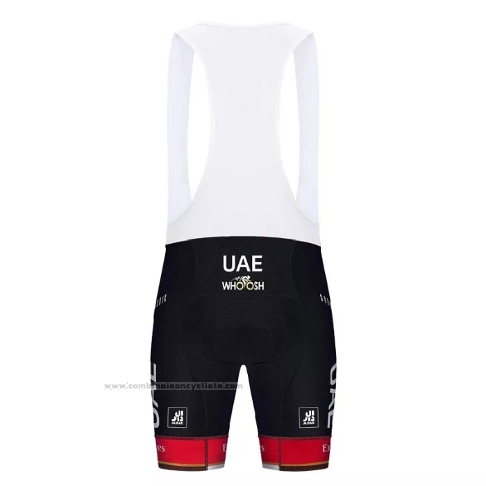 2022 Maillot Cyclisme UAE Noir Blanc Rouge Manches Courtes et Cuissard